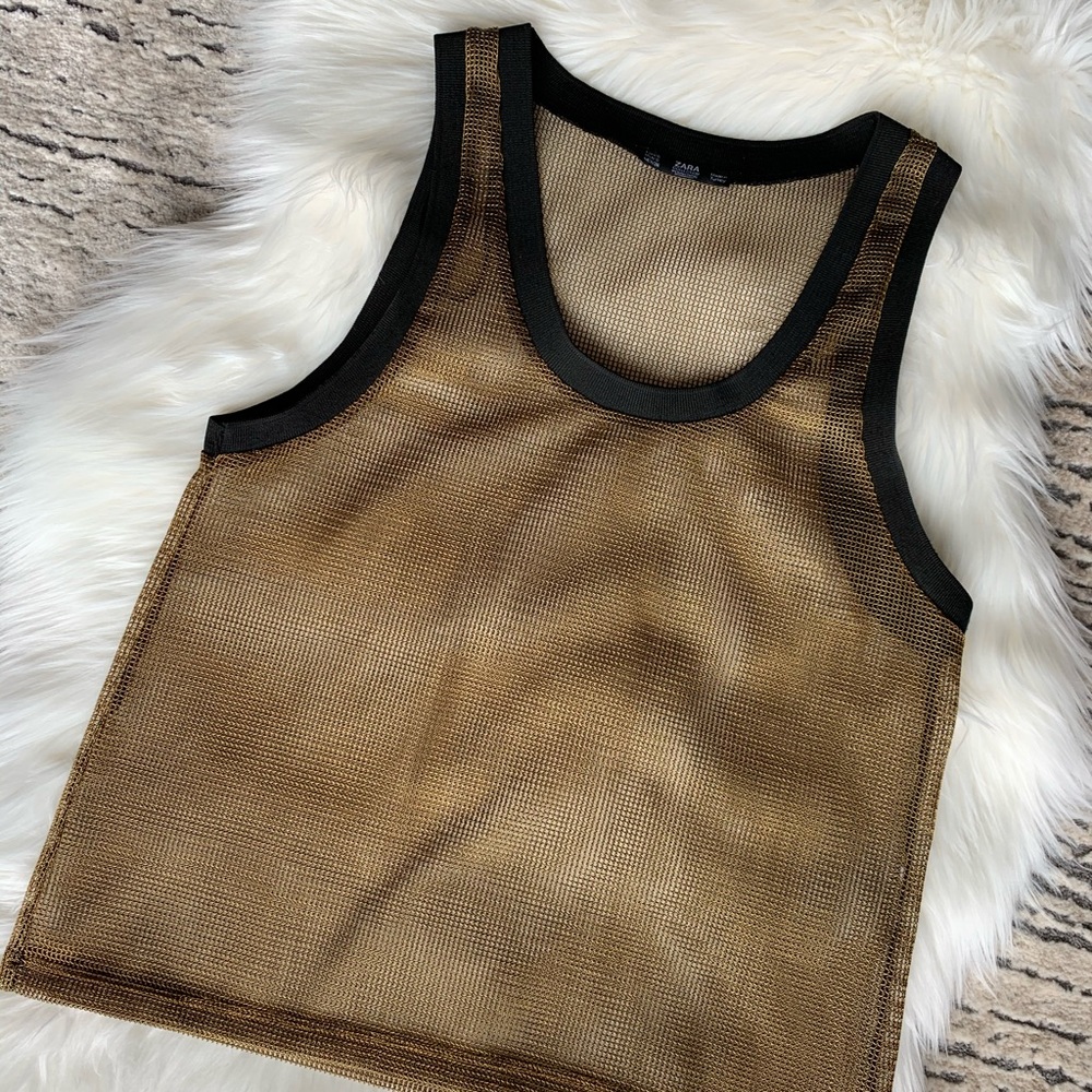 COPY - Zara black and gold mesh tank! NVR worn!